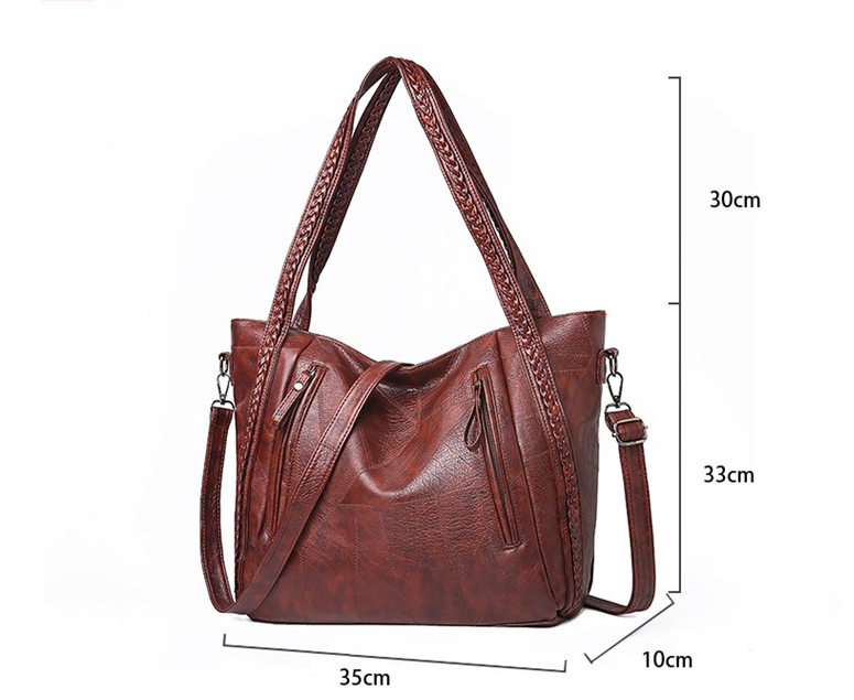Tote Bag Large-Capacity Stitching Soft Leather Shoulder Bag