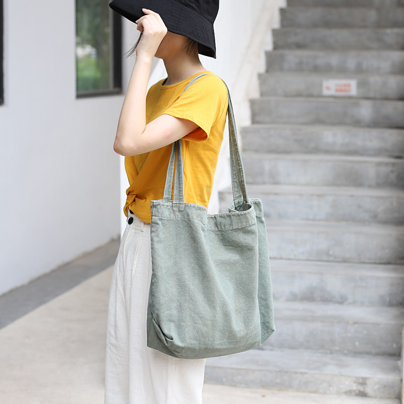 Tote Bag Casual Large-Capacity Canvas Bag Solid Color