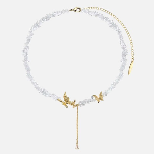 Three-dimensional Butterfly Crystal Romantic Beaded Necklace