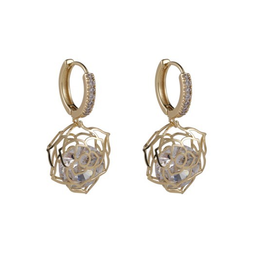 Sparkling Inlaid Zirconium Hollow Rose Zircon Earrings