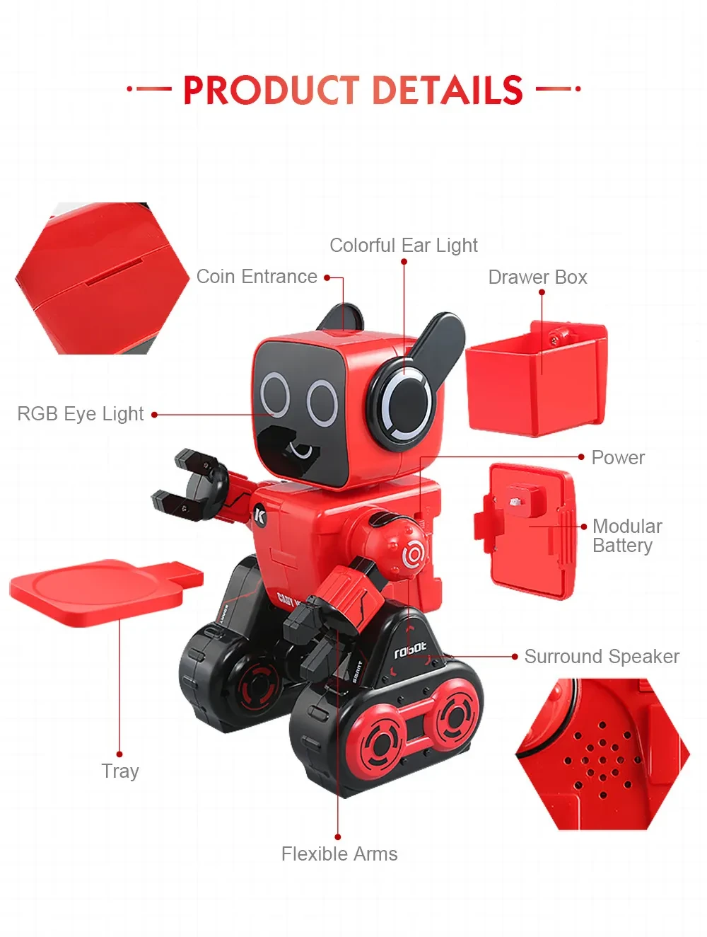 Red Intelligent Remote Control Robot