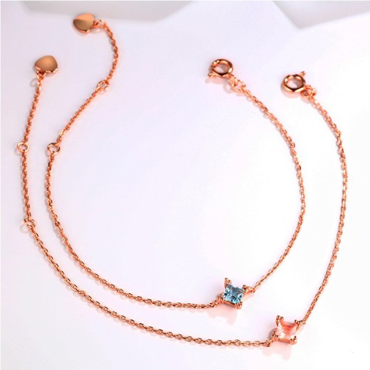 Natural Rose Gold Crystal Square Bracelet