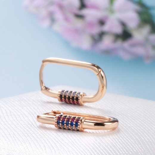 Colorful Zircon Fashion Rose Gold Earrings