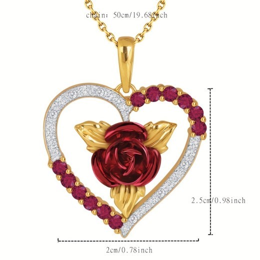 Rose Diamond Peach Heart Pendant Gift