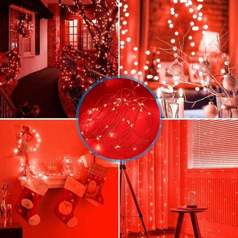 200LED Solar String Lights Christmas Outdoor Garden Lights Red