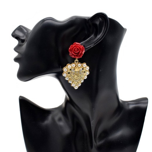 Love Rose Earrings Palace Light Luxury Stud Earrings Accessories