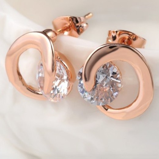 Jewelry earrings rose gold C simple earrings