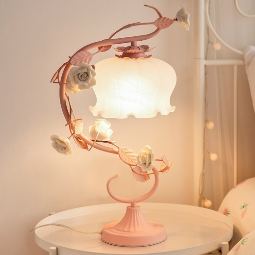 Rose Flower Girl Heart Children's Room Bedside Lamp