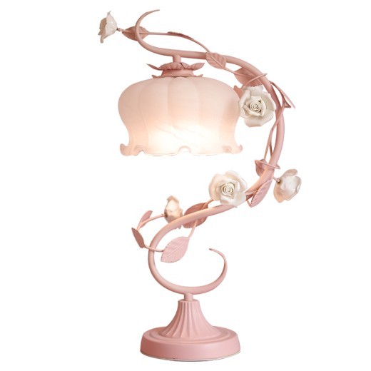 Rose Flower Girl Heart Children's Room Bedside Lamp