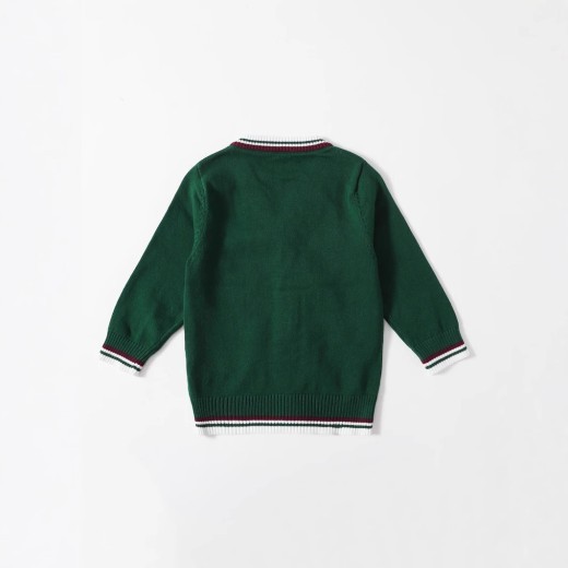 Boys' Color Blocked Thick Knitted Cardigan