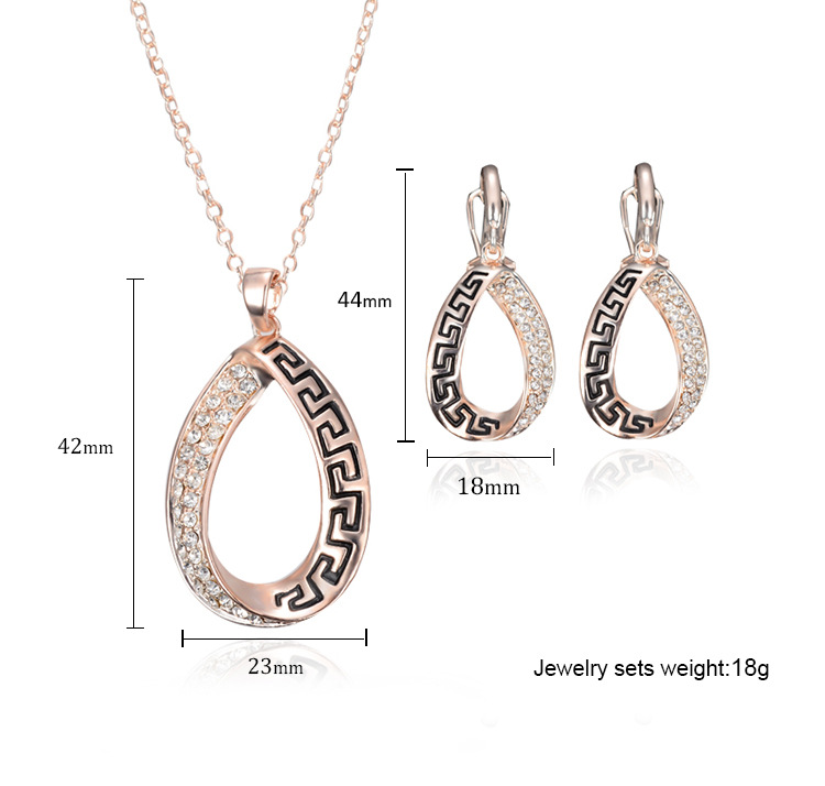 Jewelry Commemorative Gift Rose Gold Plated Necklace And Earring Set