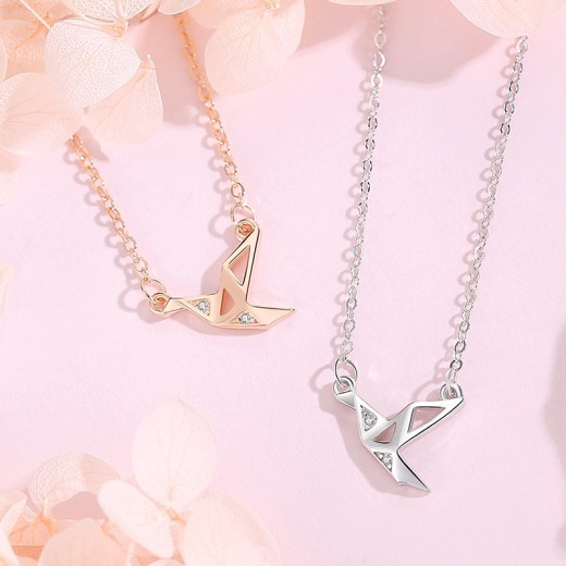 Thousand Paper Crane Necklace Female Sterling Silver Tide Rose Gold