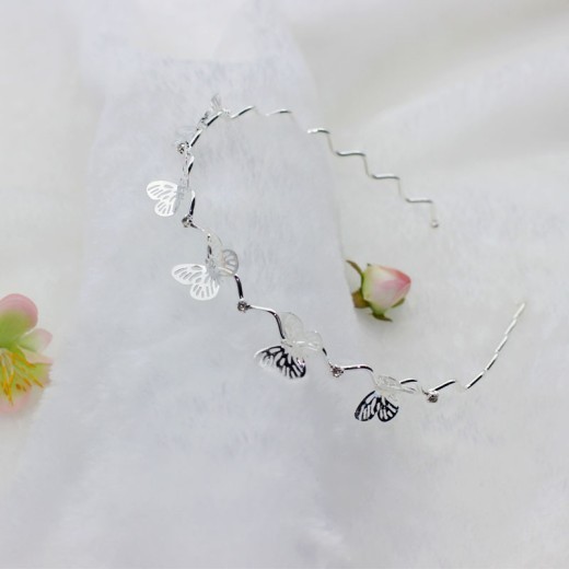 New Metal Cat Ear Headband Female Butterfly Rose Hairpin Double Drainage
