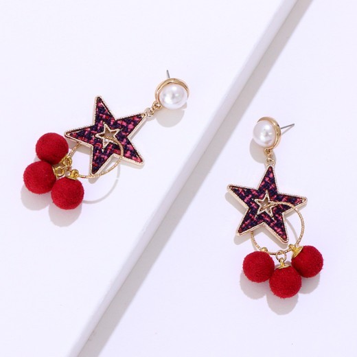 Spring And Summer New Rose Gold Five-pointed Star Earrings For Women