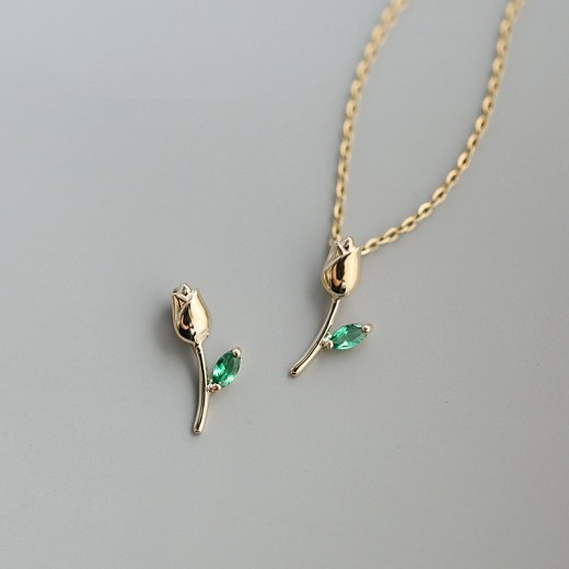 S925 Sterling Silver Rose Necklace Feminine Pendant Small Flower