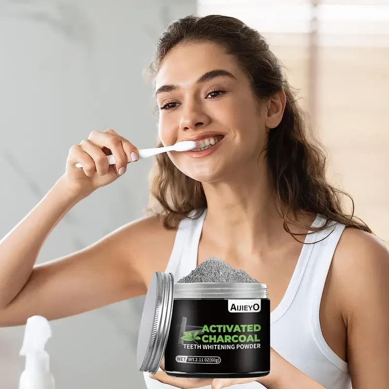 AIJIEYO Activated Charcoal Teeth Whitening Powder - Natural Tooth Polish for Deep Cleaning, Plaque Removal, and Fresh Breath