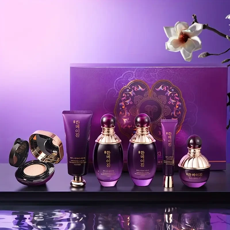 Hanmj Beauty Set - 6pcs Luxury Skincare Gift Box with Ginseng & Reishi Mushroom Extracts