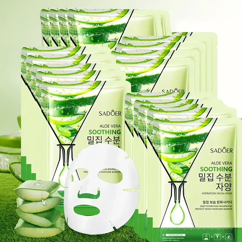SADOER 10-Pack Aloe Vera Facial Masks