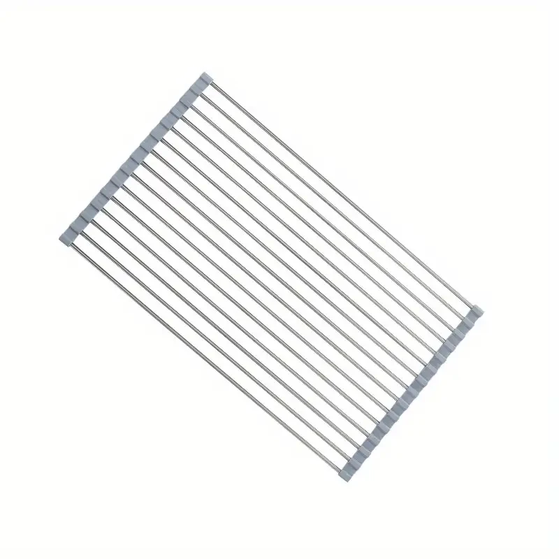 1pc WONGIRL Stainless Steel Roll-Up Dish Drying Rack