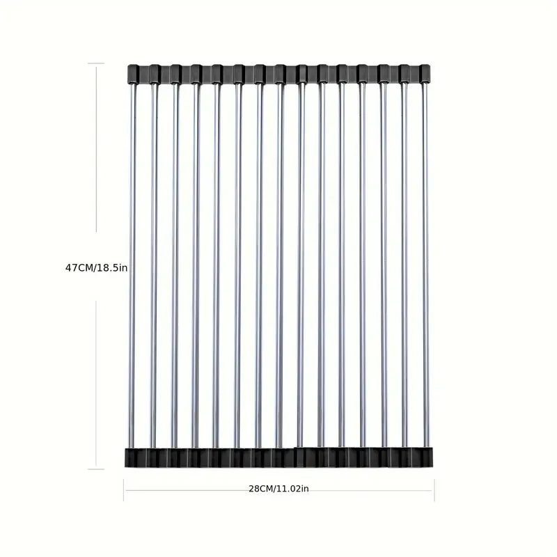 1pc WONGIRL Stainless Steel Roll-Up Dish Drying Rack