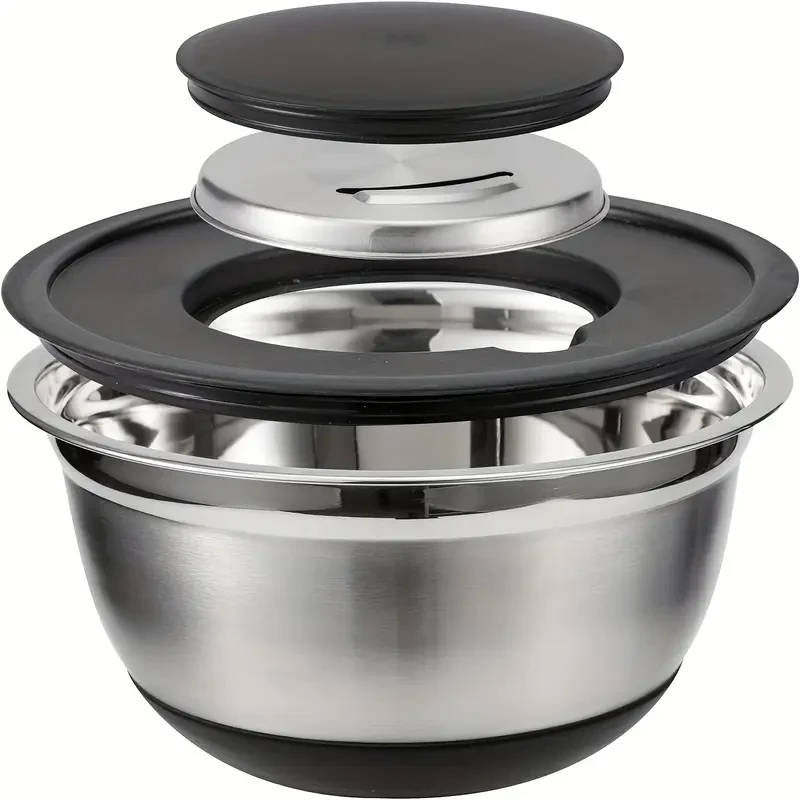 YUHUPHYLLIC Stainless Steel Mixing Bowl Set with Lid And Grinder