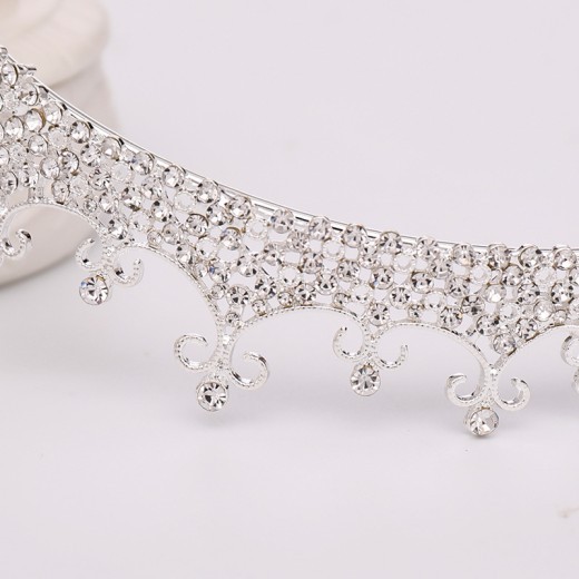 Fashion Alloy Luxury Crystal Crown Headband