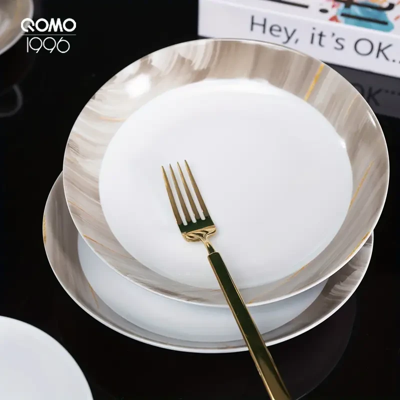 12/24pcs Round Ceramic Dinnerware Sets