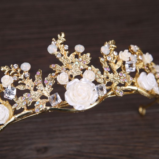Fashion Ladies Alloy Flower Crown Headband