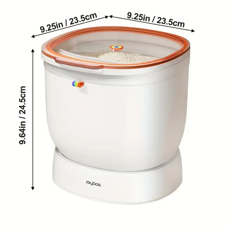 JOYBOS 5.9KG Gravity-Fed Rice Storage Container with Rotating Dispenser