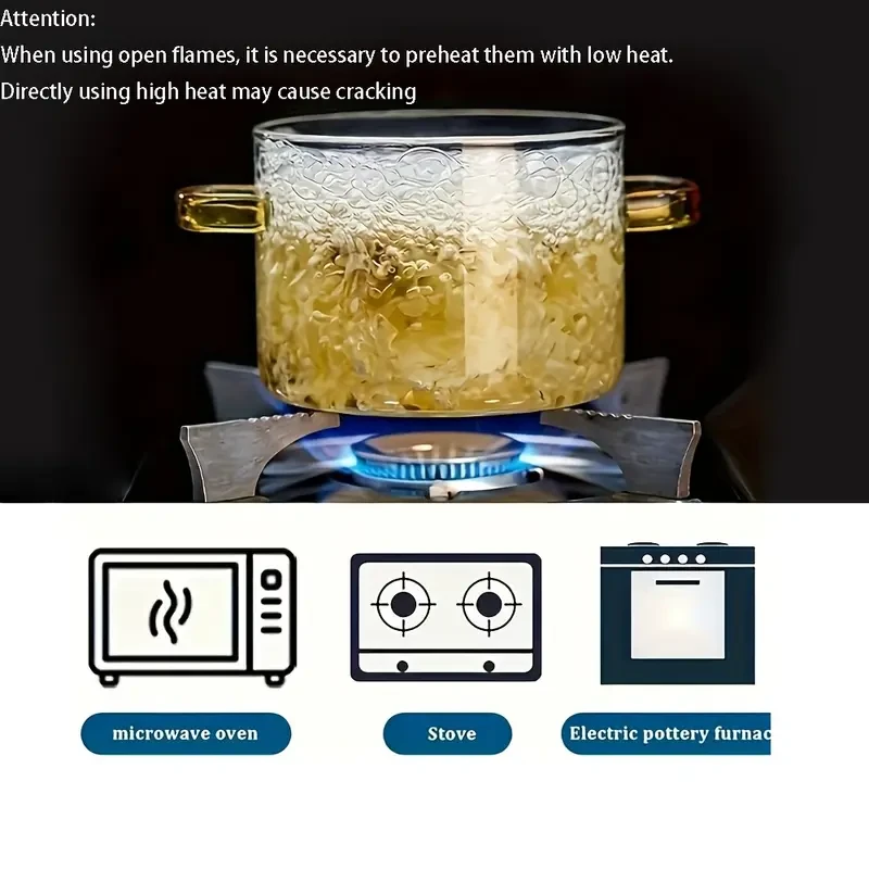 LDQ 1.5L Heat-Resistant Glass Simmer Pot