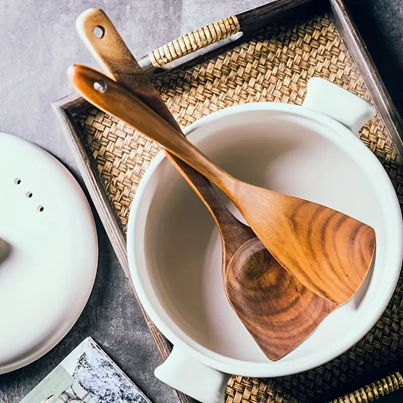VXYW 2pcs Elegant Wooden Spatula Set