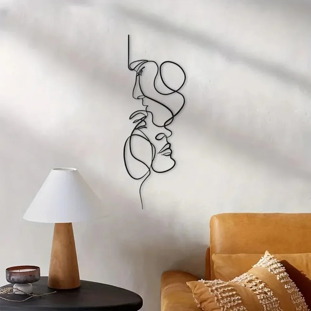 New Metal Wall Art Minimalist - Facial Line Wall Decor