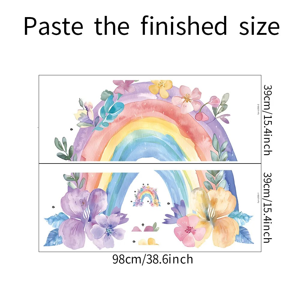 Large Rainbow Pattern Wall Sticker - Self-Adhesive PVC Abstract Fun Art
