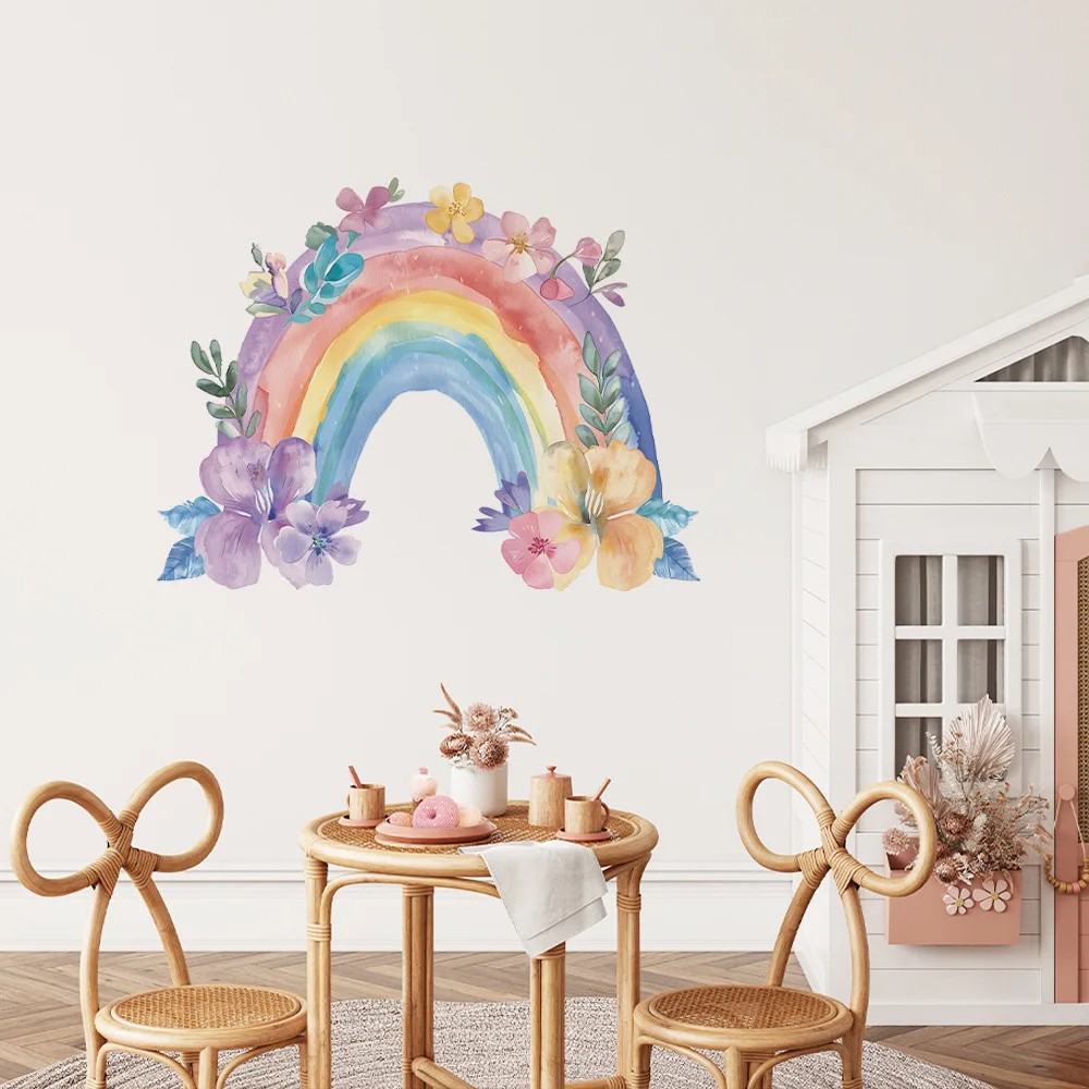 Large Rainbow Pattern Wall Sticker - Self-Adhesive PVC Abstract Fun Art