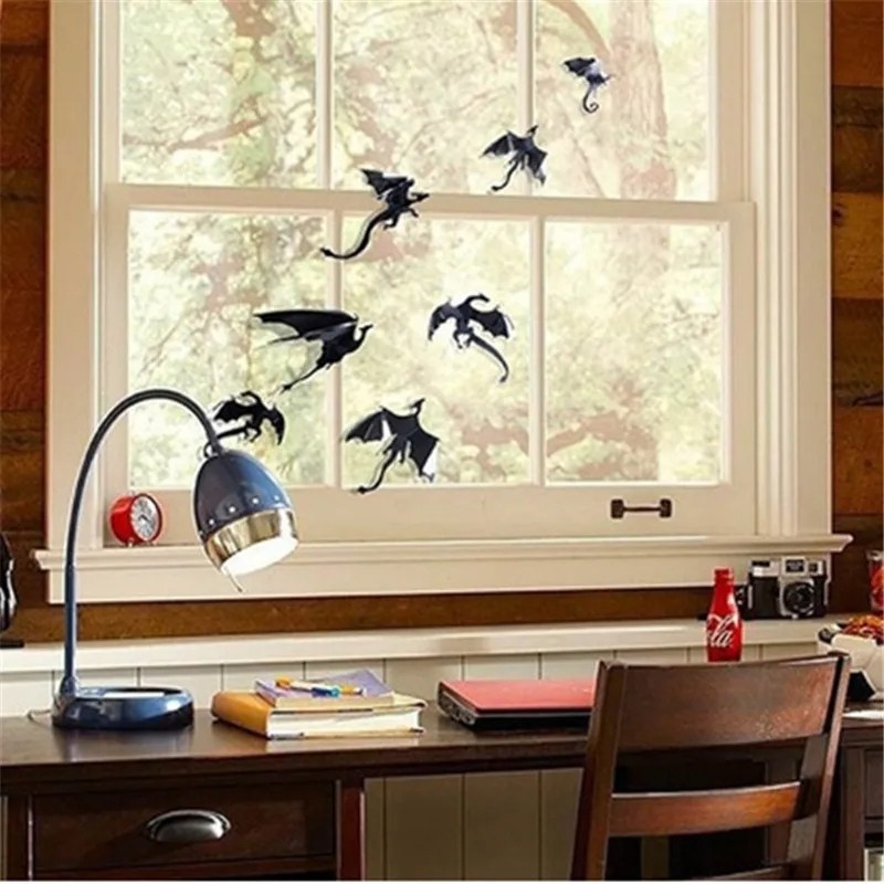 7pcs/lot 3D Gothic Dragon Wall Sticker - Stereoscopic Dragon Wallpaper for Home
