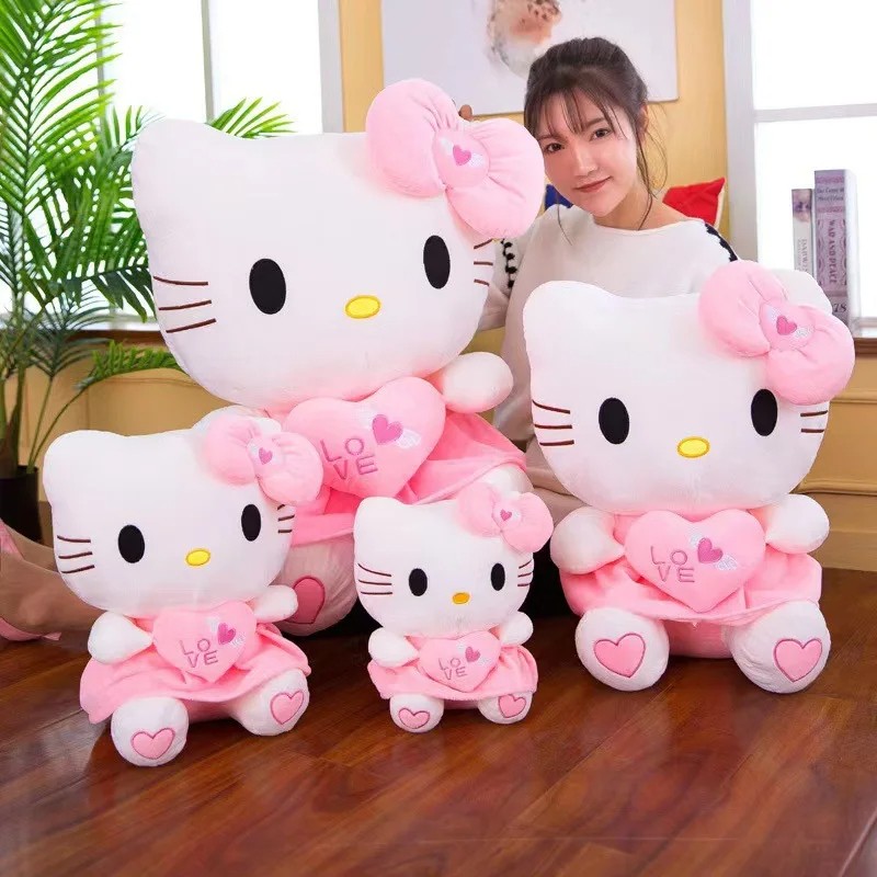Sanrio Hello Kitty Cat Plush Toys - Cartoon KT Cat Plushie Doll, Soft Stuffed Anime Pillow