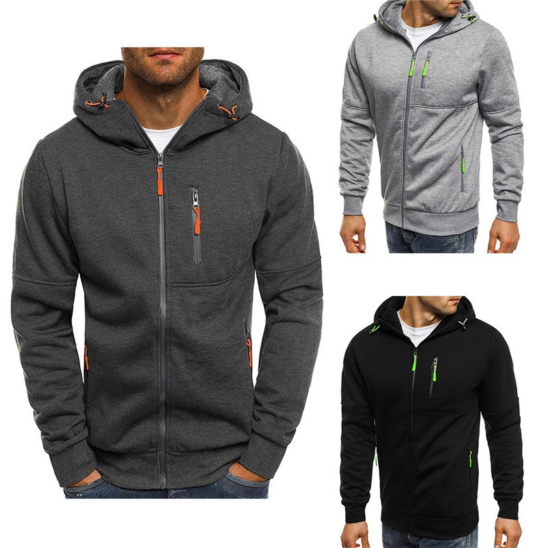 Men's Zipper Cardigan Hooded Sweatshirt Jacket