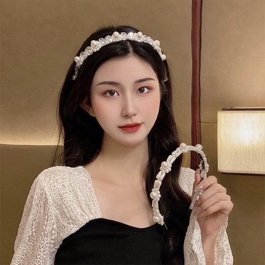 Women's Retro Super Fairy Crystal Pearl Headband