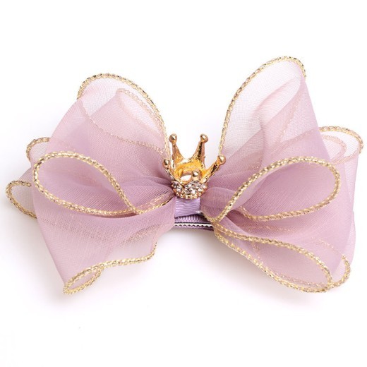 Organza Bow Hairpin Children's Crown Top Clip Hair Accessory