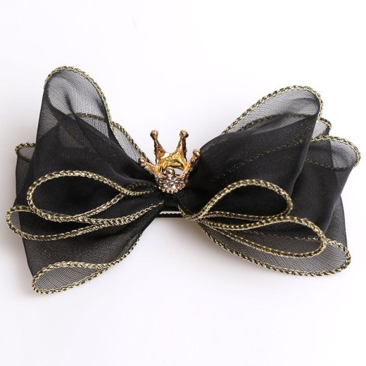 Organza Bow Hairpin Children's Crown Top Clip Hair Accessory