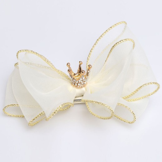 Organza Bow Hairpin Children's Crown Top Clip Hair Accessory