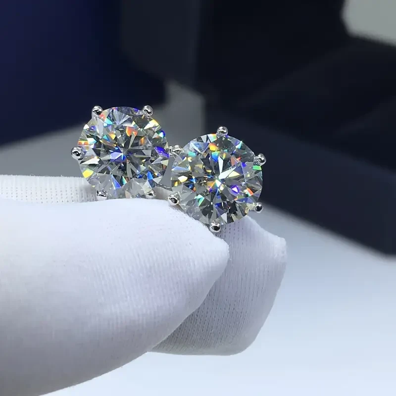 2pcs/pair Moissanite Stud Earrings