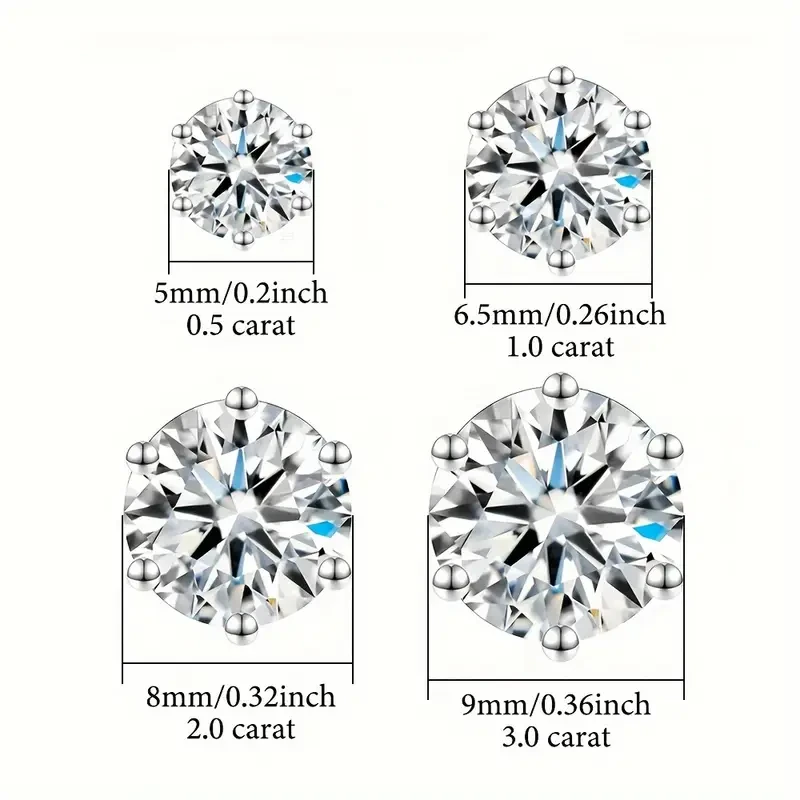 2pcs/pair Moissanite Stud Earrings