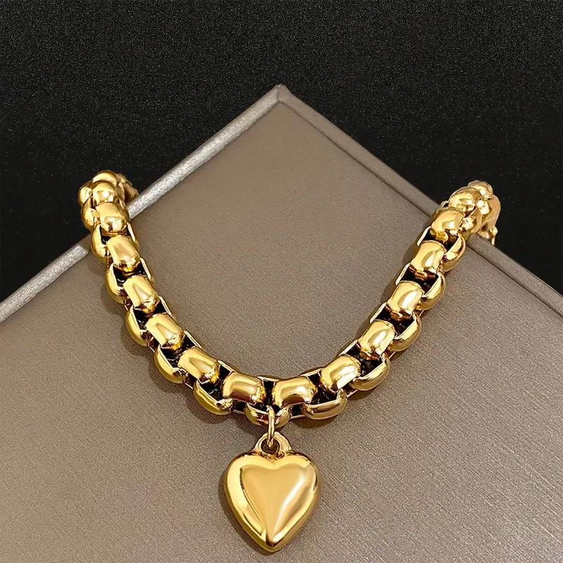 Fashionable Hot Selling New Stainless Steel Metal Heart Pendant Bracelet