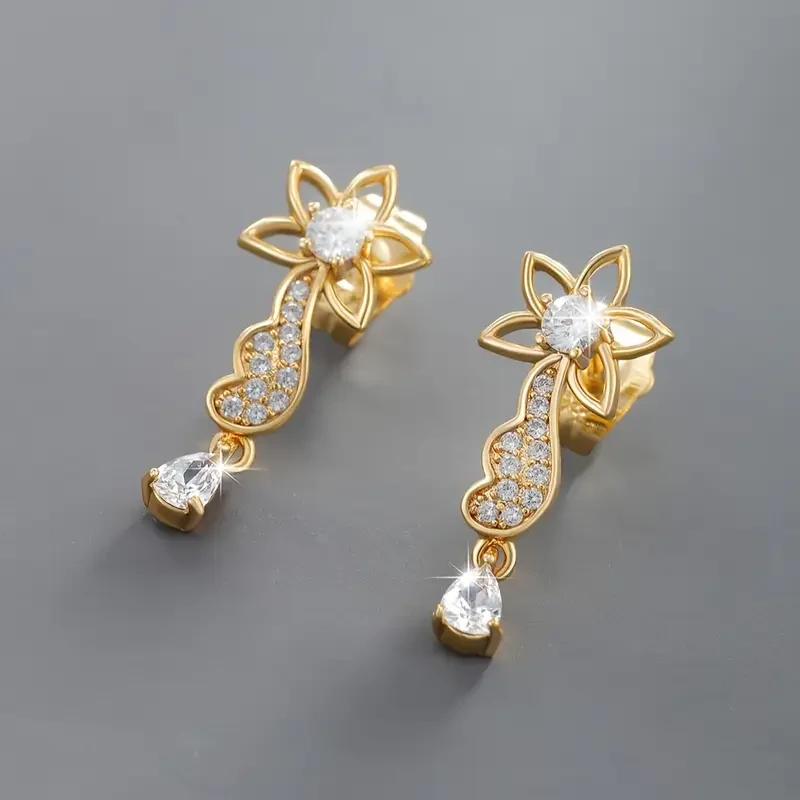 1 Set Vintage Copper Jewelry - Winged Pendant Necklace & Earrings