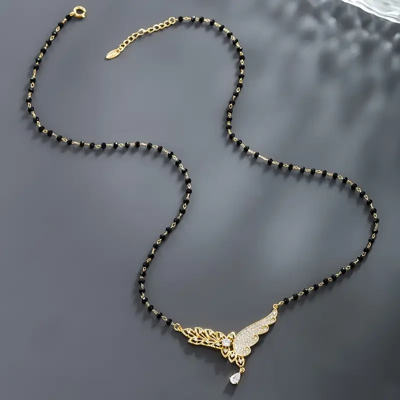 1 Set Vintage Copper Jewelry - Winged Pendant Necklace & Earrings