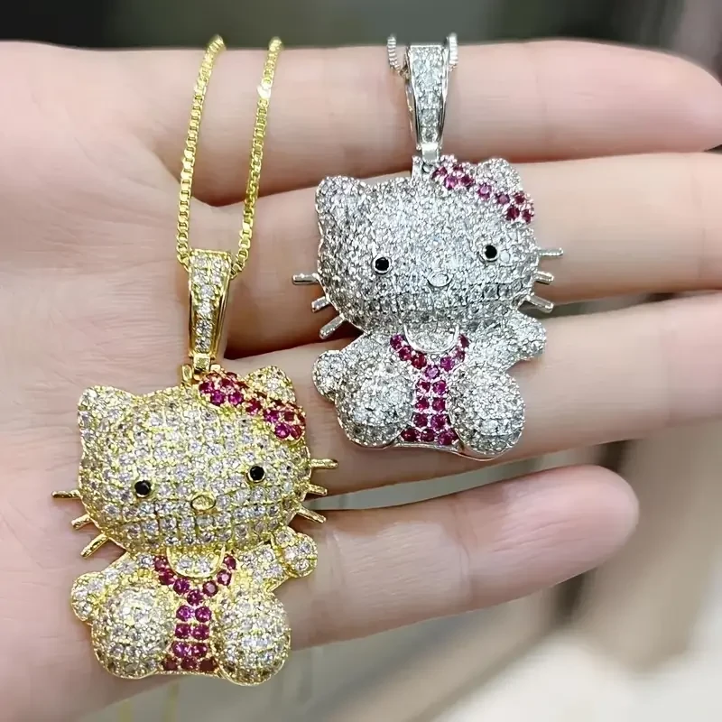 1pc Officially Authorized Hello Kitty Rhinestone Pendant Necklace
