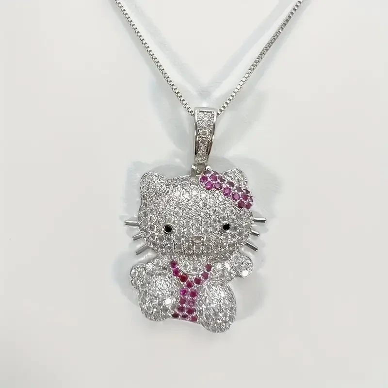 1pc Officially Authorized Hello Kitty Rhinestone Pendant Necklace