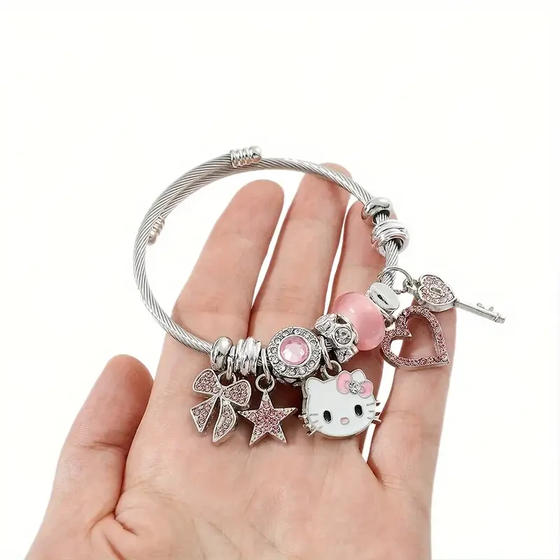 Sparkling Rhinestone Hello Kitty 2pcs Fashion Jewelry Set