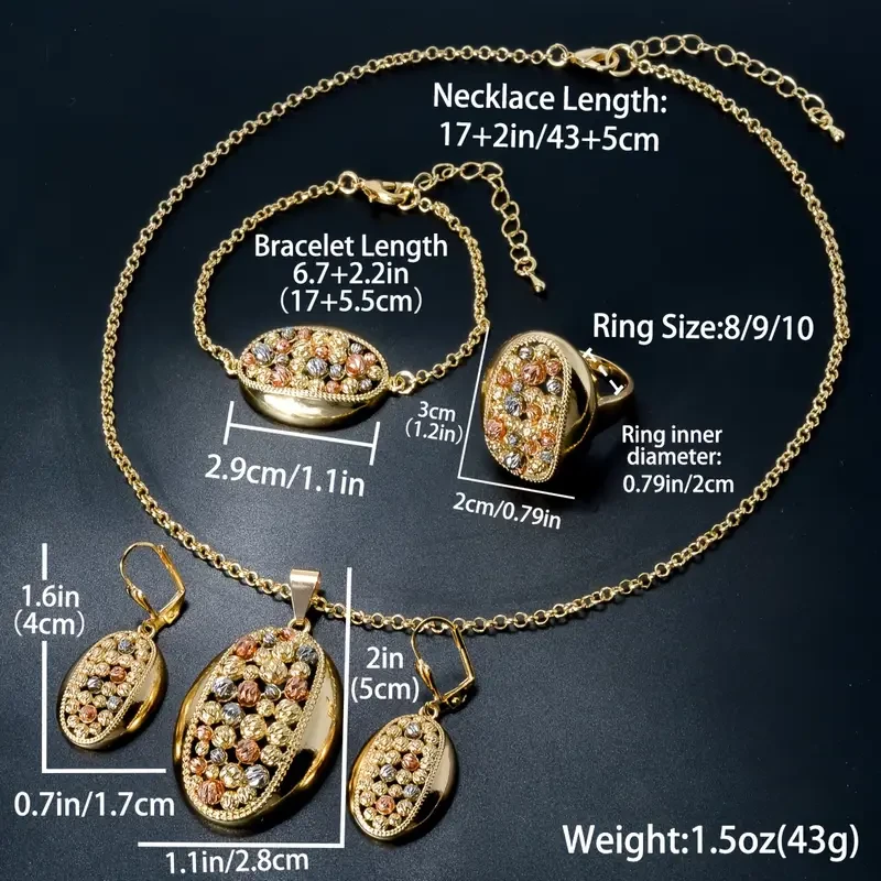 A Popular Set of Women'S Jewelry Including a Golden Copper Necklace Pendant